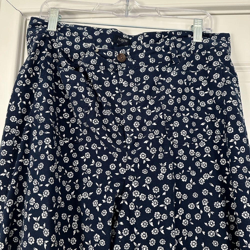 J. Crew Dark Blue pants with White Floral Design